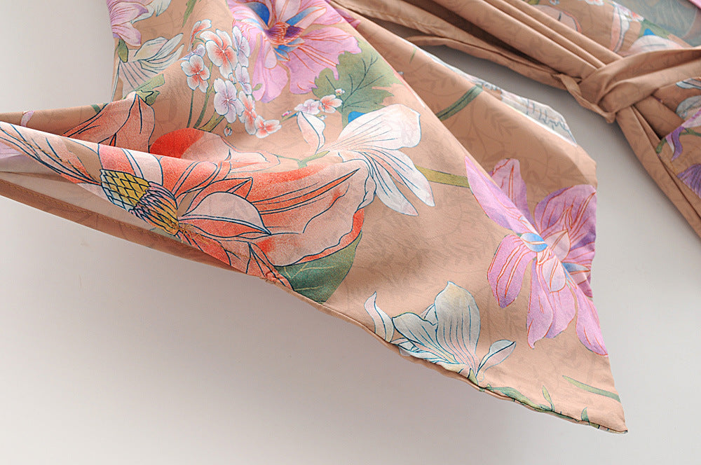 JOLIE ™ | Lång kimono med blommor & påfågelmönster | Elegant & luftig