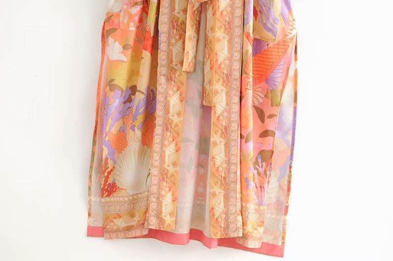 NÉLIA™ | Lång kimono med havstryck & sjöjungfrumotiv
