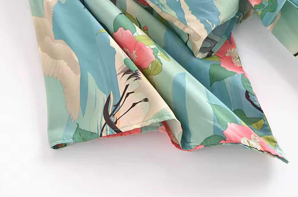 ODÉLIA™ | Bohemisk kimono-blus med knytfront & V-ringning