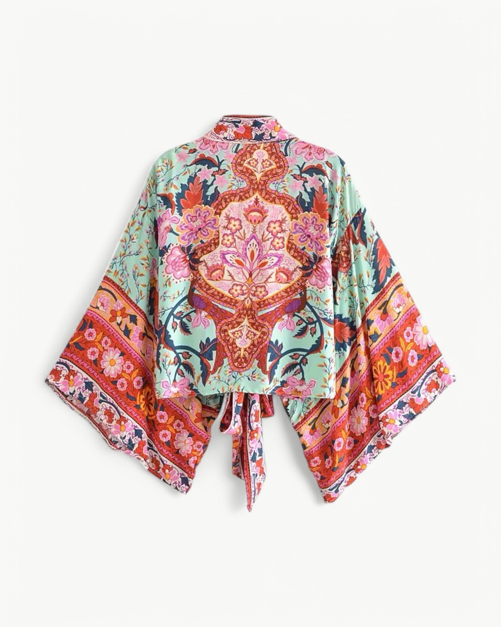 ODÉLIA™ | Bohemisk kimono-blus med knytfront & V-ringning