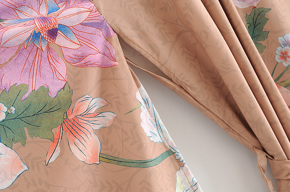 JOLIE ™ | Lång kimono med blommor & påfågelmönster | Elegant & luftig