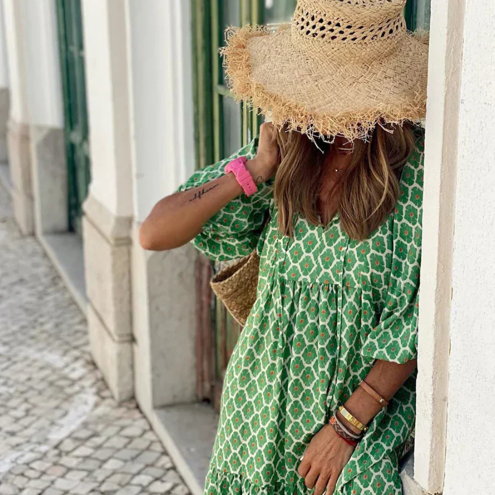 Selinde™ | Lätt Maxi Klänning med Boho-tryck