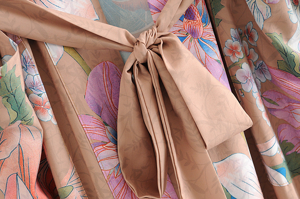 JOLIE ™ | Lång kimono med blommor & påfågelmönster | Elegant & luftig