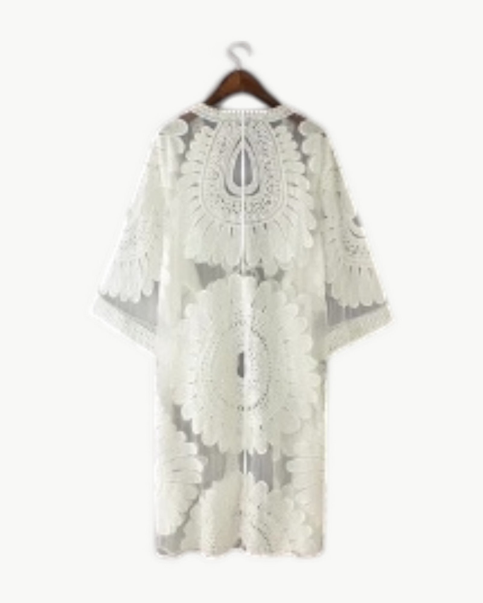 LÉA™ | Mesh kimono med blommig brodyr | Elegant & luftig lager-på-lager