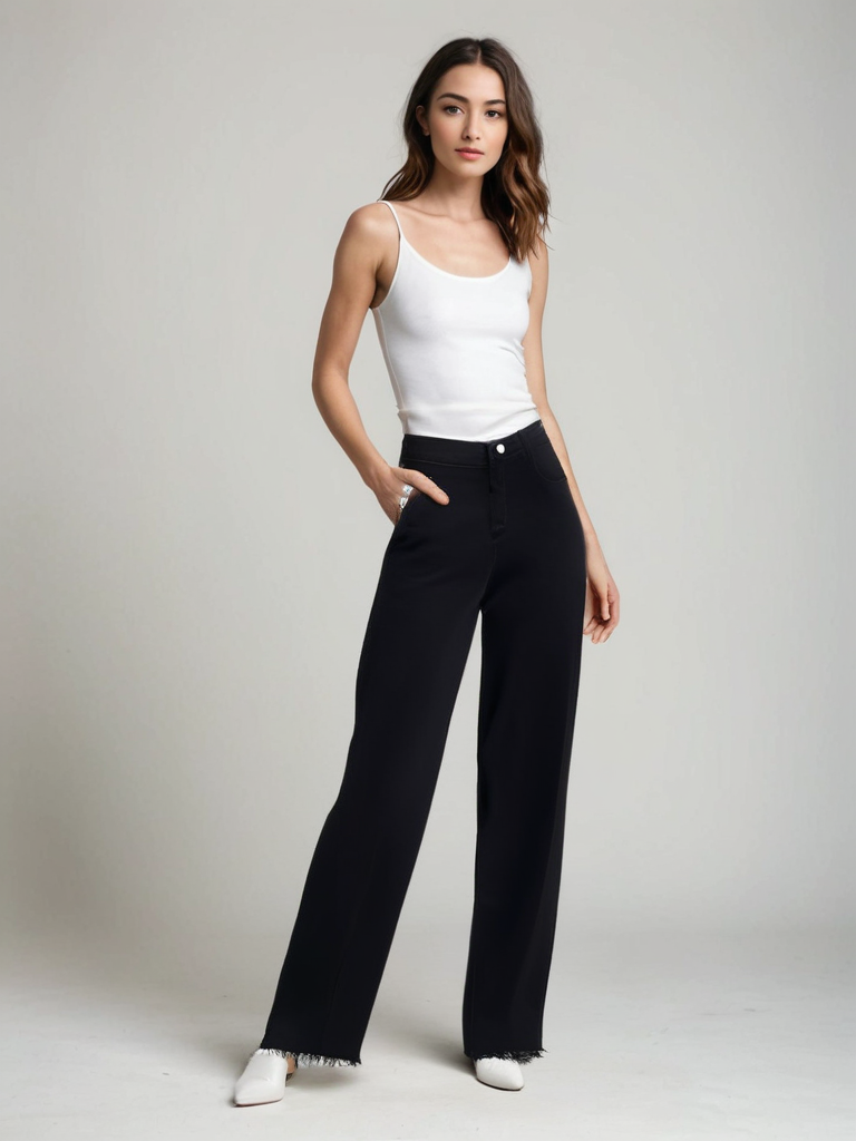 Isaksson™ | Elegant Svart Jeans med Rå Finish