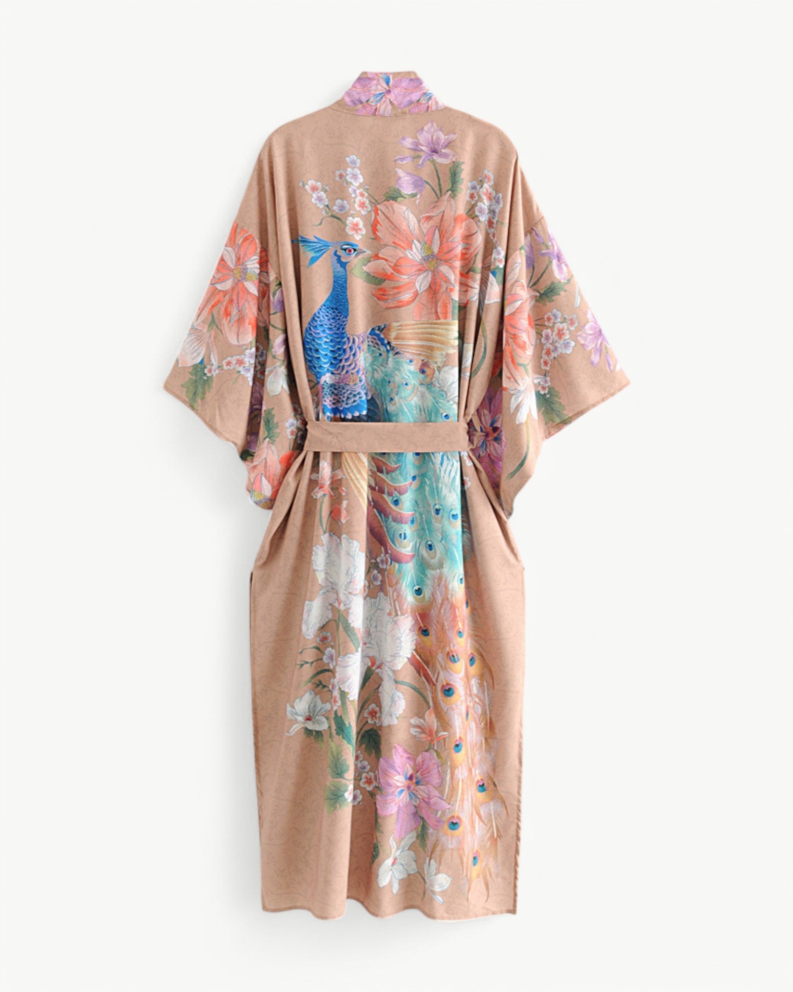 JOLIE ™ | Lång kimono med blommor & påfågelmönster | Elegant & luftig