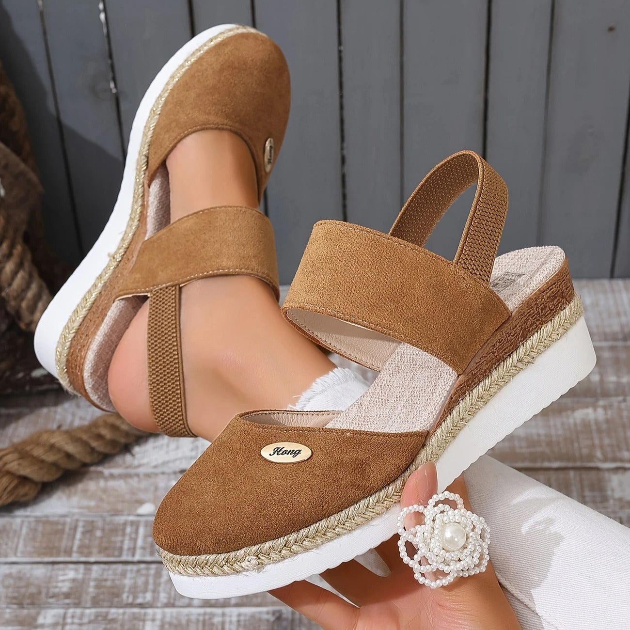 Isaksson™ | Antonia - Ortopediska Sandaler med Platå, Ventilerande och Avslappnade