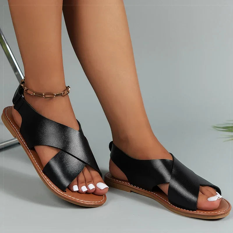 Isaksson™ | Siena – Klassiska sandaler med korsad rem och bekväm passform