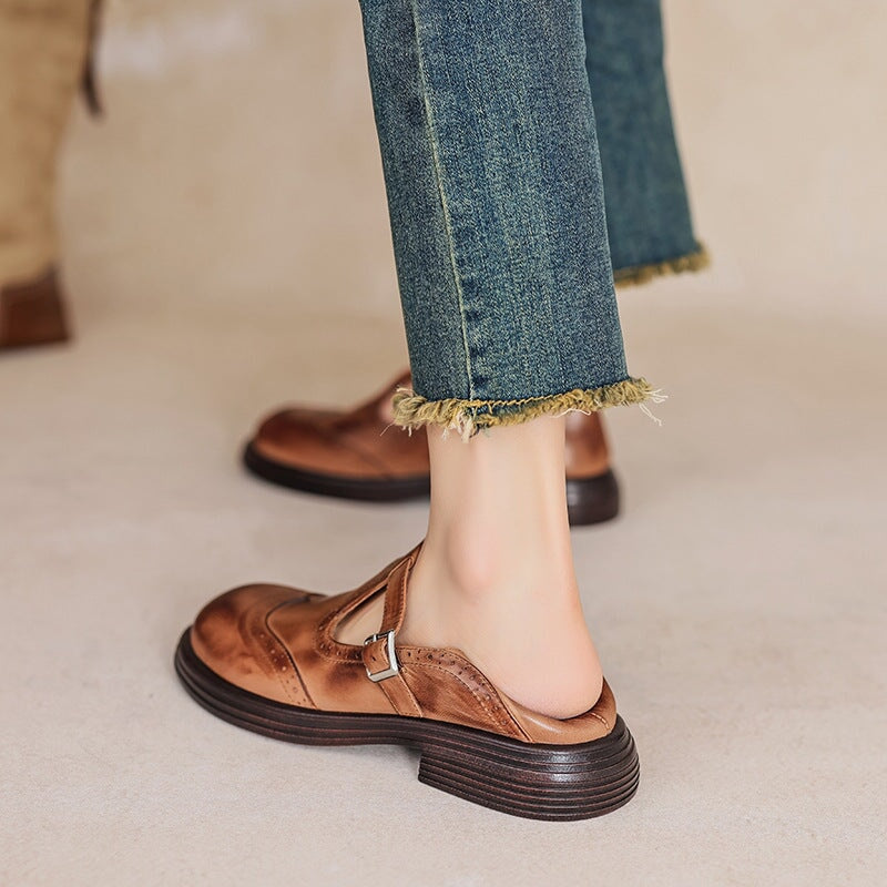 Sivella™ | Eleganta Mary Janes i Läder