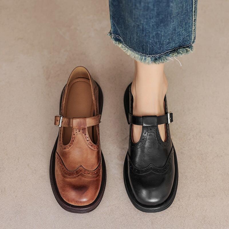 Sivella™ | Eleganta Mary Janes i Läder