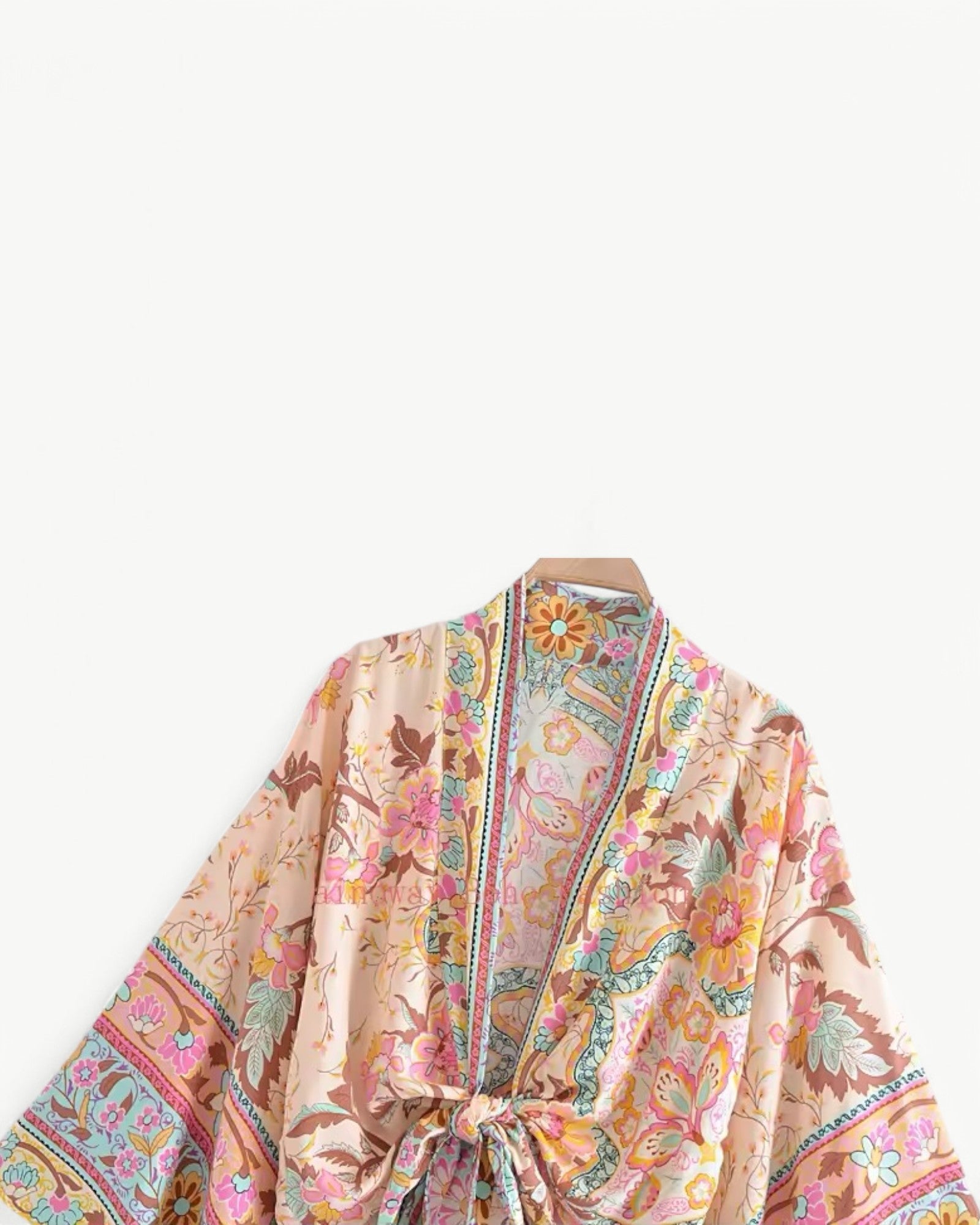 ODÉLIA™ | Bohemisk kimono-blus med knytfront & V-ringning
