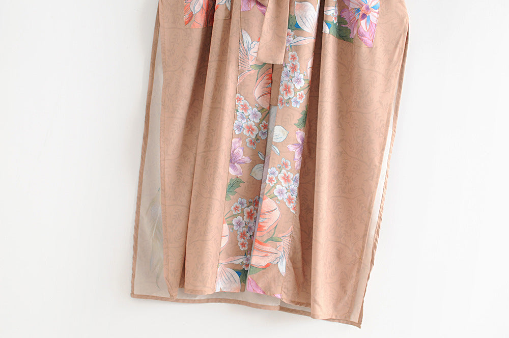 JOLIE ™ | Lång kimono med blommor & påfågelmönster | Elegant & luftig