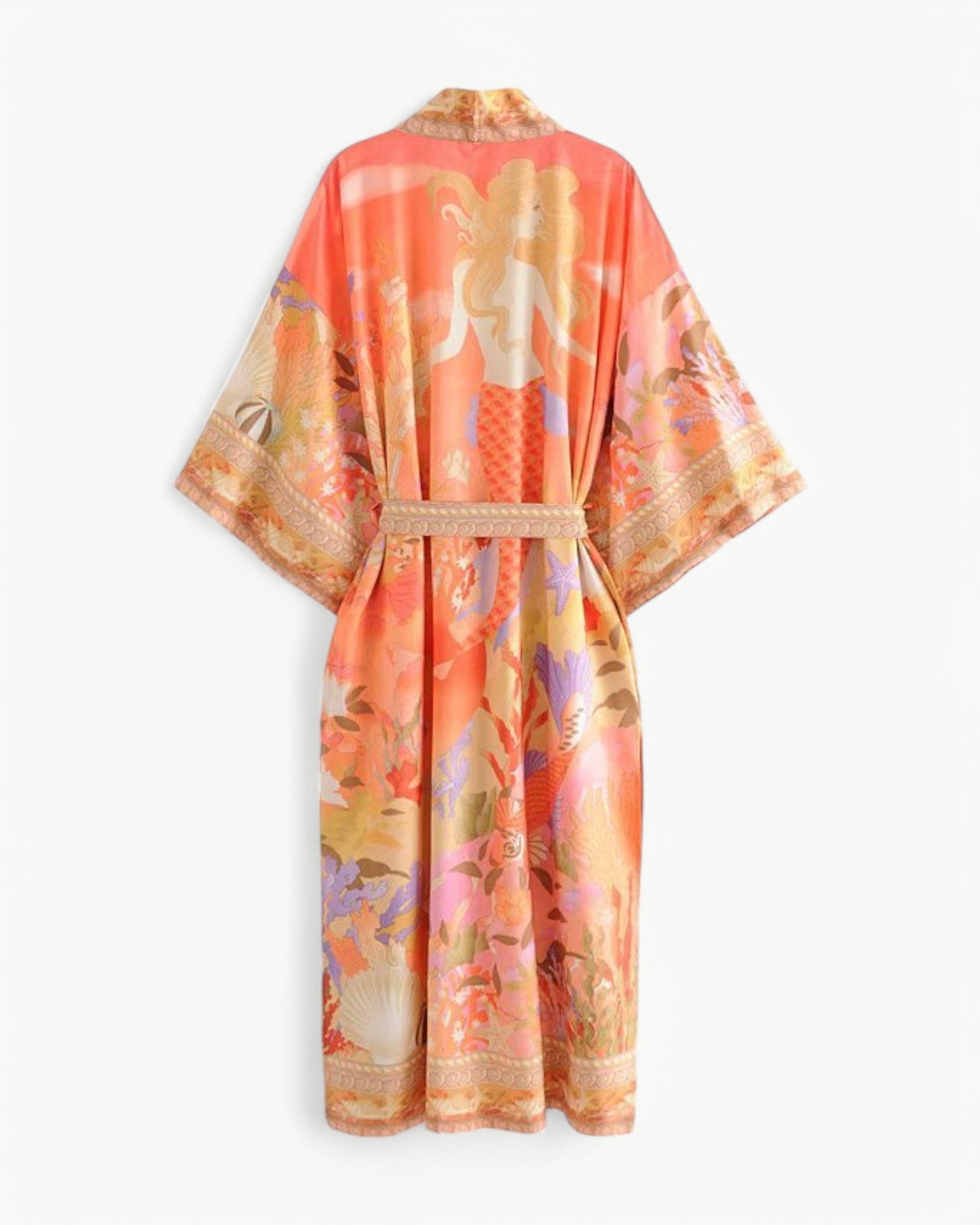 NÉLIA™ | Lång kimono med havstryck & sjöjungfrumotiv