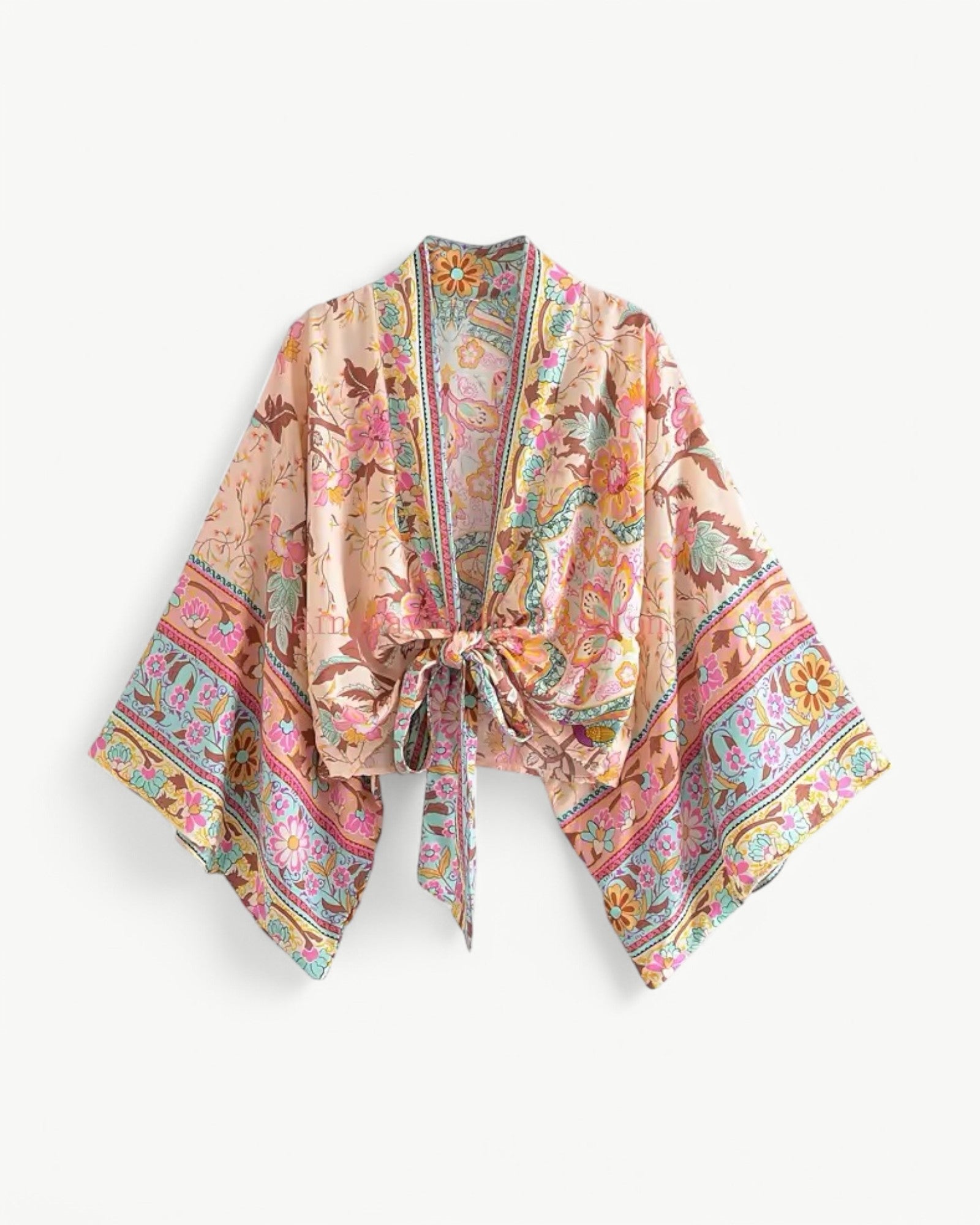 ODÉLIA™ | Bohemisk kimono-blus med knytfront & V-ringning