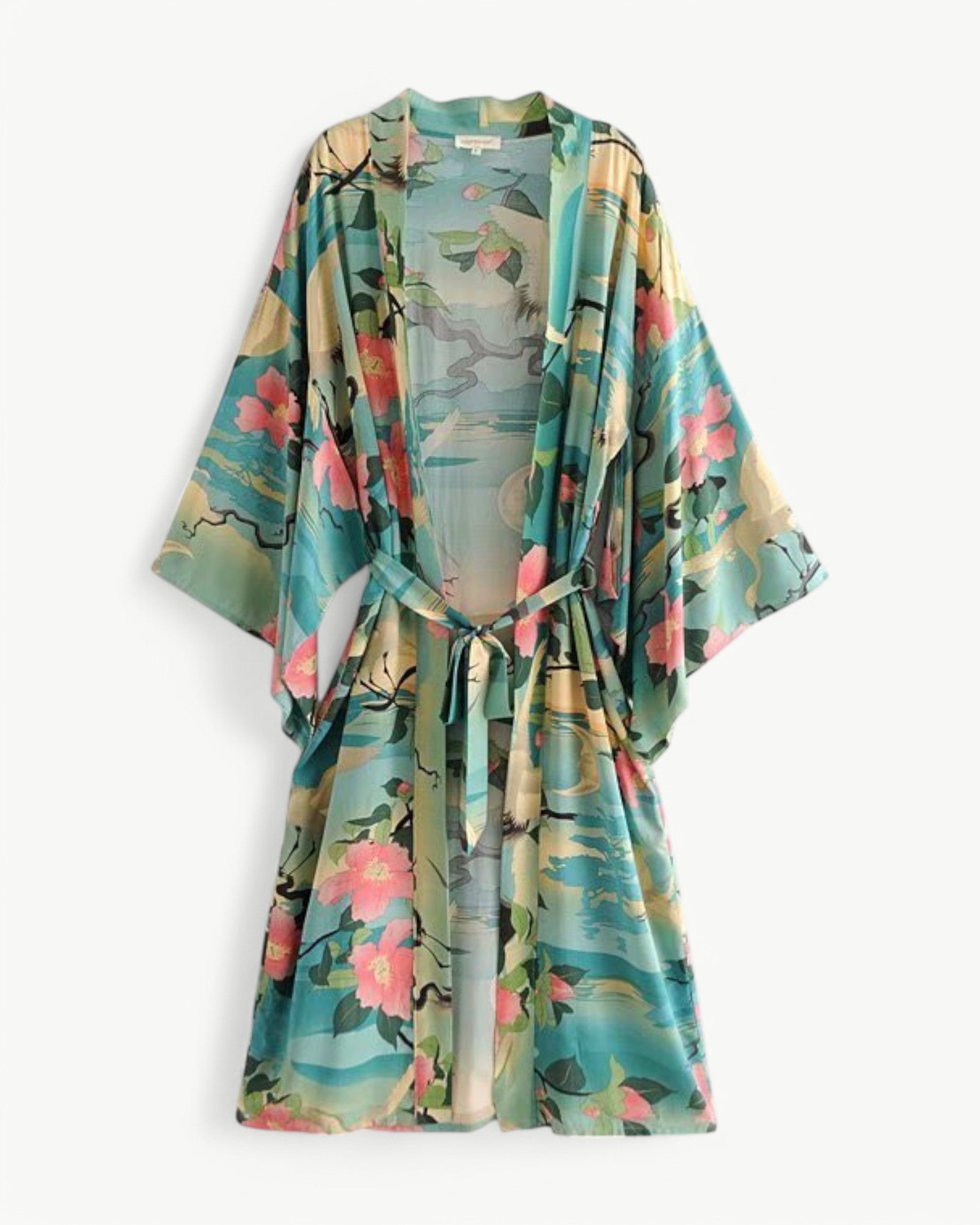 MARGAUX™ | Midi-lång kimono med tranor | Lätt & stilfull