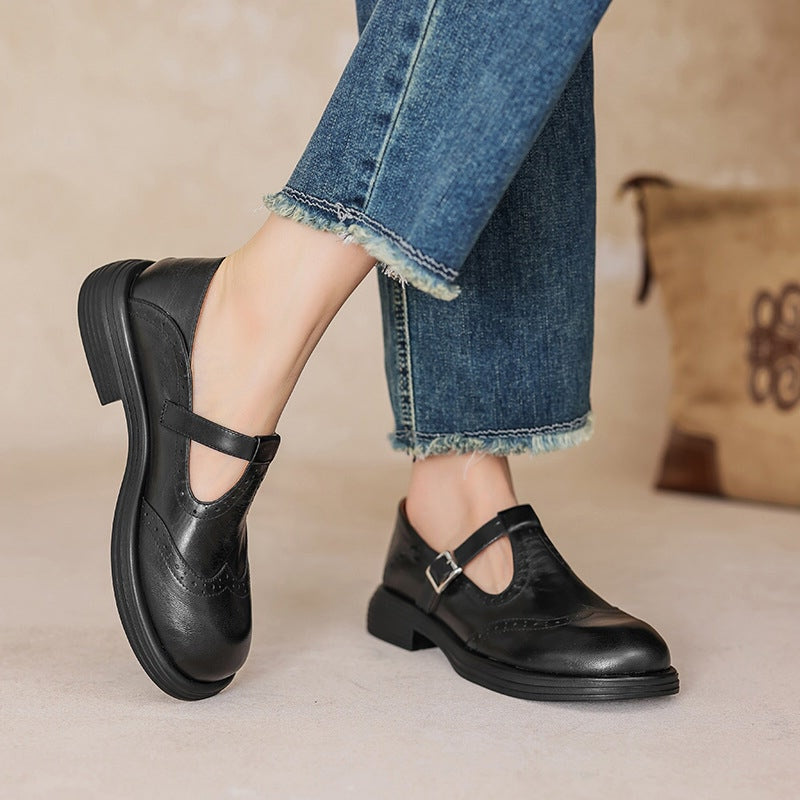 Sivella™ | Eleganta Mary Janes i Läder