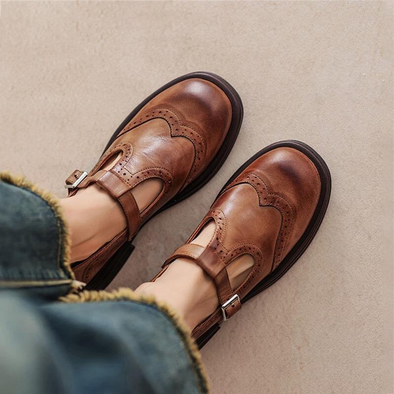 Sivella™ | Eleganta Mary Janes i Läder
