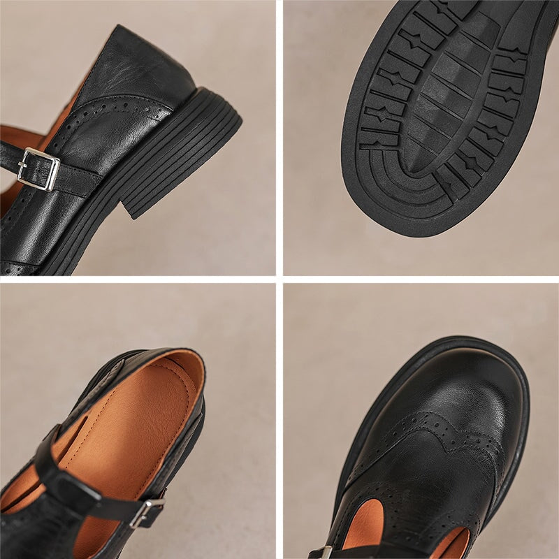 Sivella™ | Eleganta Mary Janes i Läder