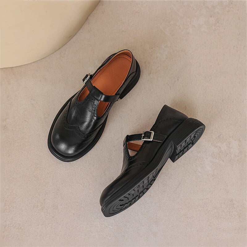 Sivella™ | Eleganta Mary Janes i Läder