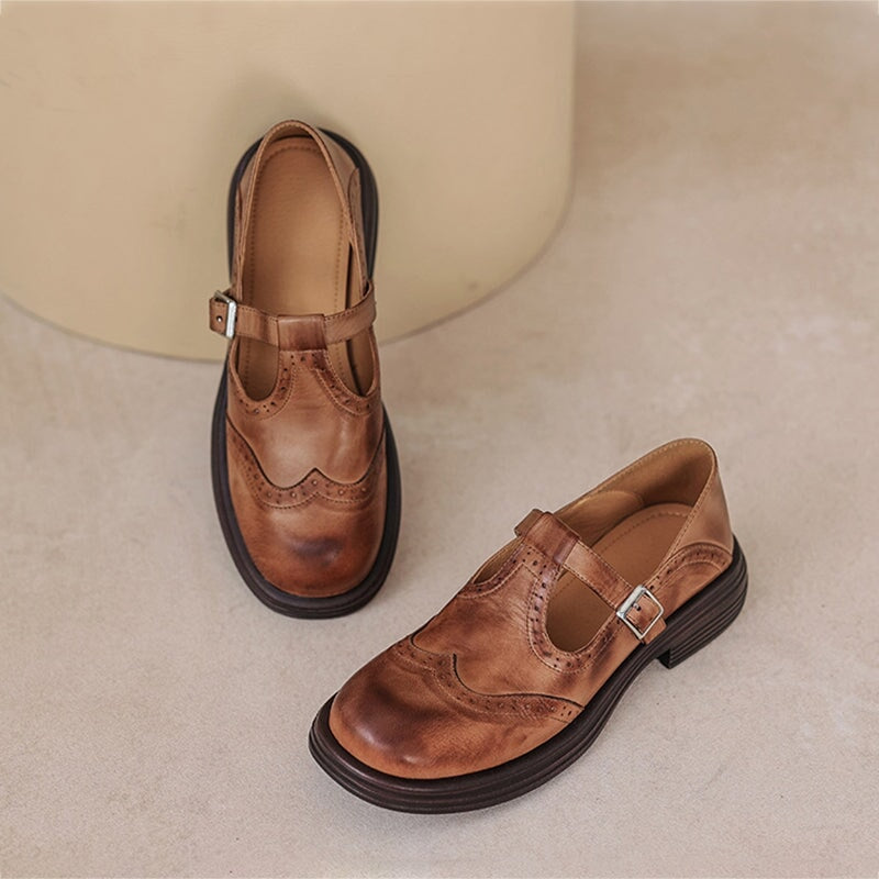 Sivella™ | Eleganta Mary Janes i Läder